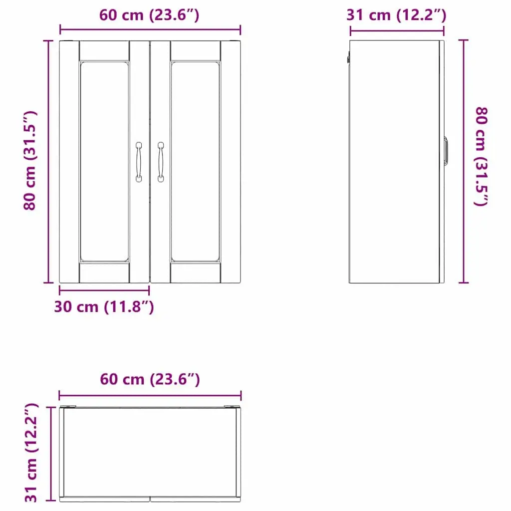 Wall Mounted Kitchen Cabinet High Gloss White Engineered Wood Multiple Compartments