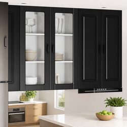 Compact Black Wall Glass Cabinet for Modern Storage