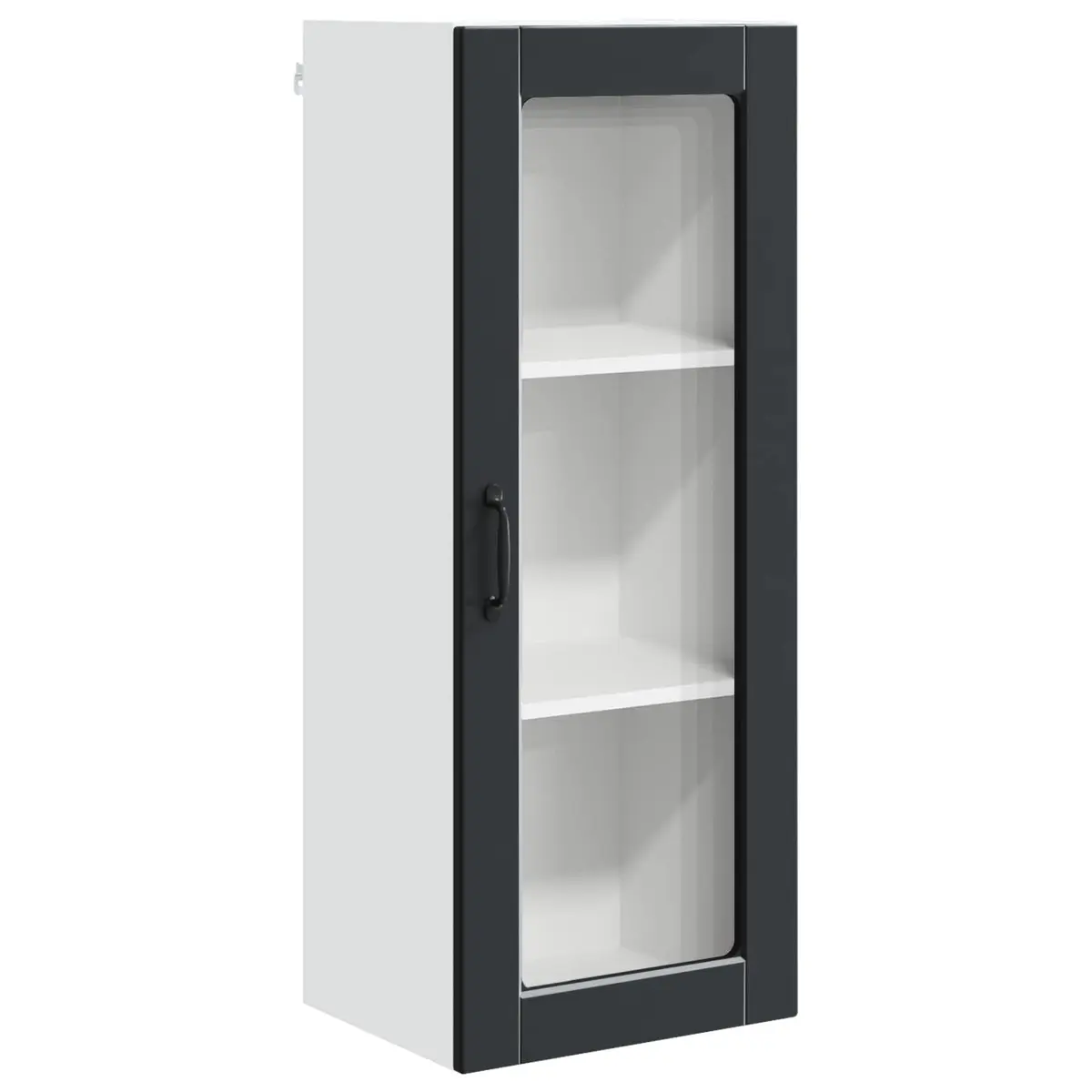 Wall Glass Cabinet Black 40x31x100cm Kitchen Storage Engineered Wood Shelves
