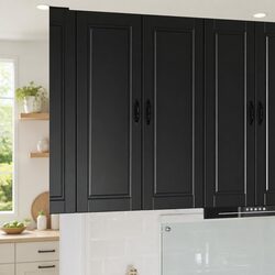 Compact and Efficient Black Wall Cabinet for Kitchen Use