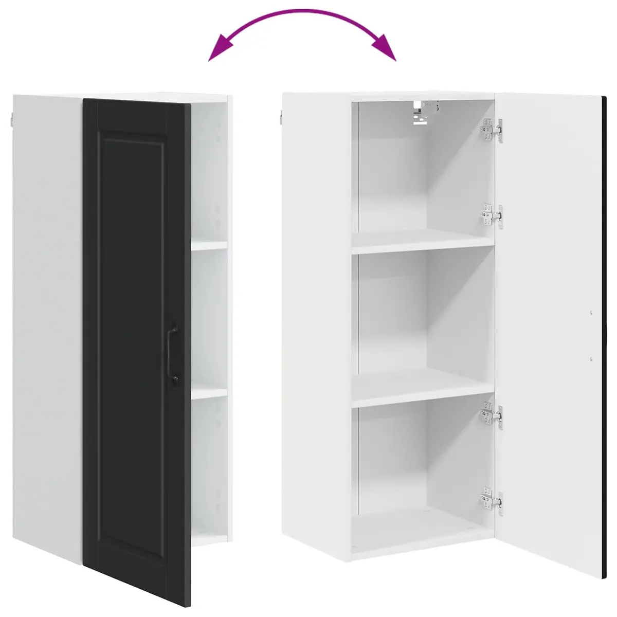 Wall Cabinet Kitchen Storage Cupboard Black 40 x 31 x 100 cm Wall Mounted