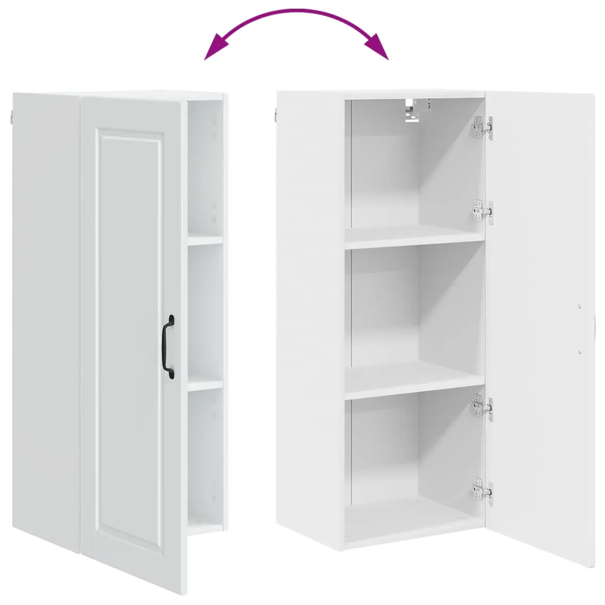 Wall Cabinet High Gloss White Engineered Wood Multiple Shelves