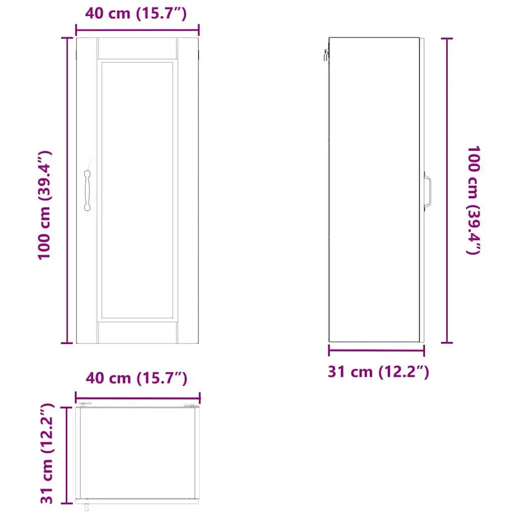 Wall Cabinet High Gloss White Engineered Wood Multiple Shelves