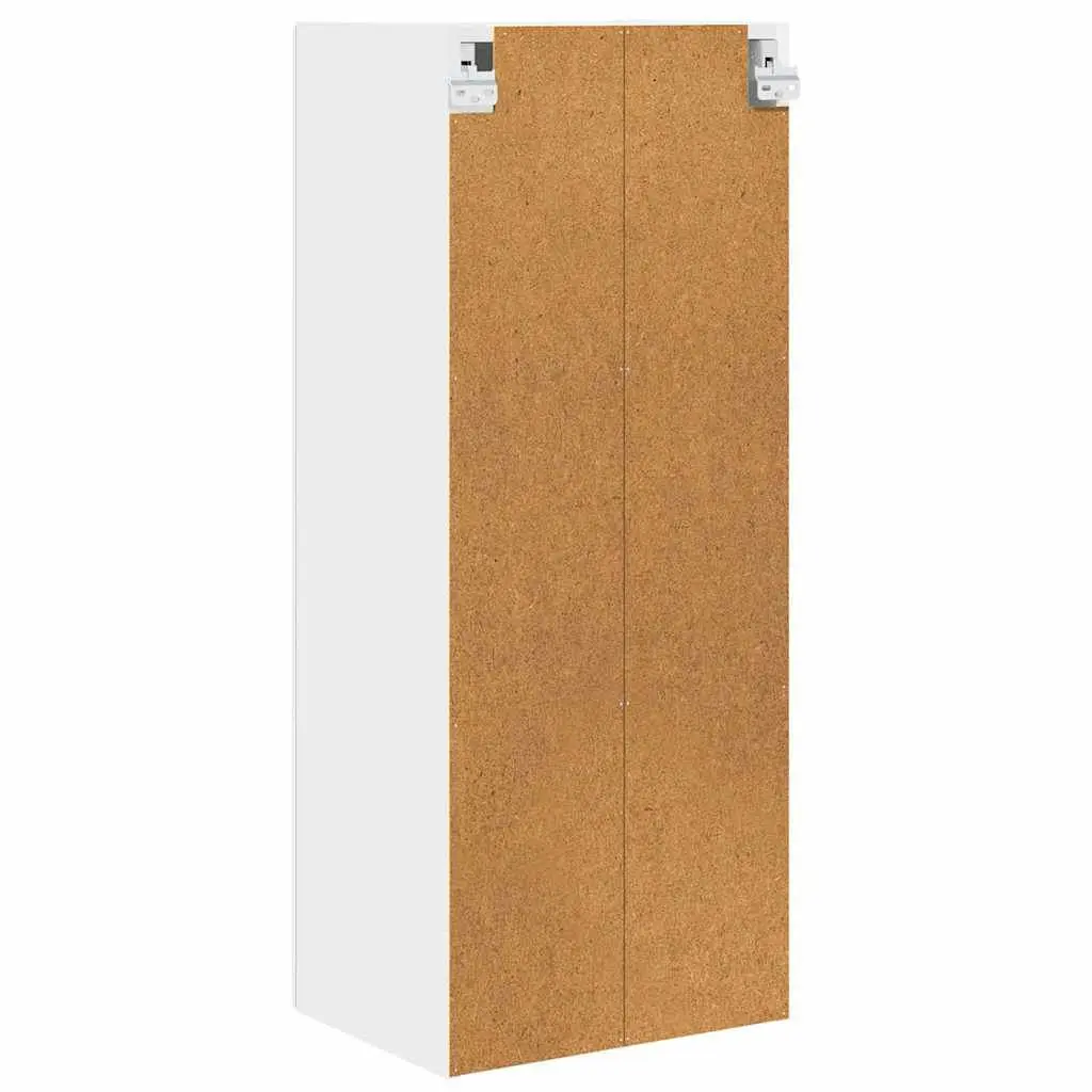 Wall Cabinet High Gloss White Engineered Wood Multiple Shelves