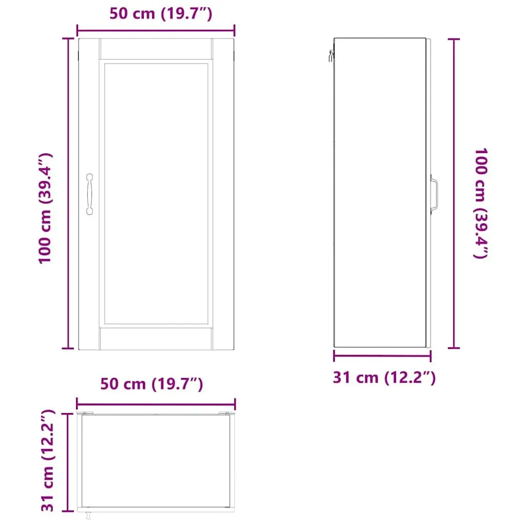 Wall Cabinet White 50x31x100cm Engineered Wood Shelves Organiser