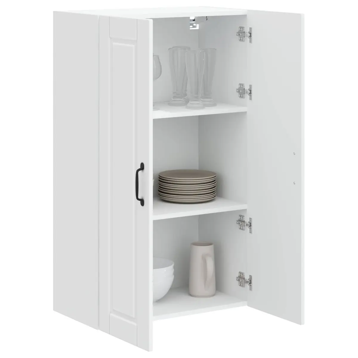 Wall Cabinet White Engineered Wood 60x31x100cm Wall-mounted Storage with Multiple Shelves