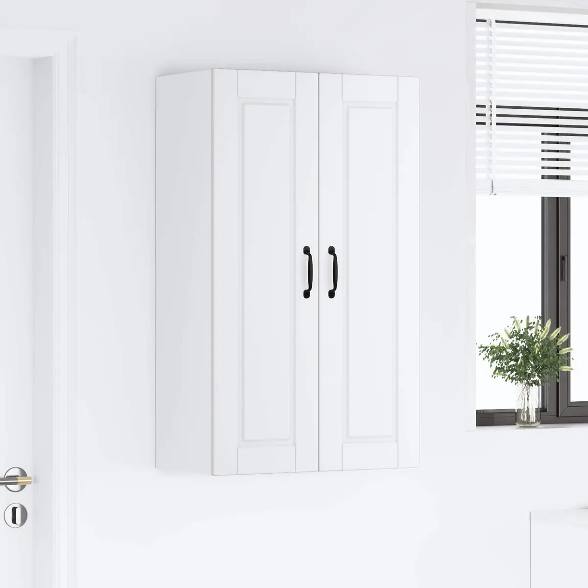Wall Cabinet White Engineered Wood 60x31x100cm Wall-mounted Storage with Multiple Shelves
