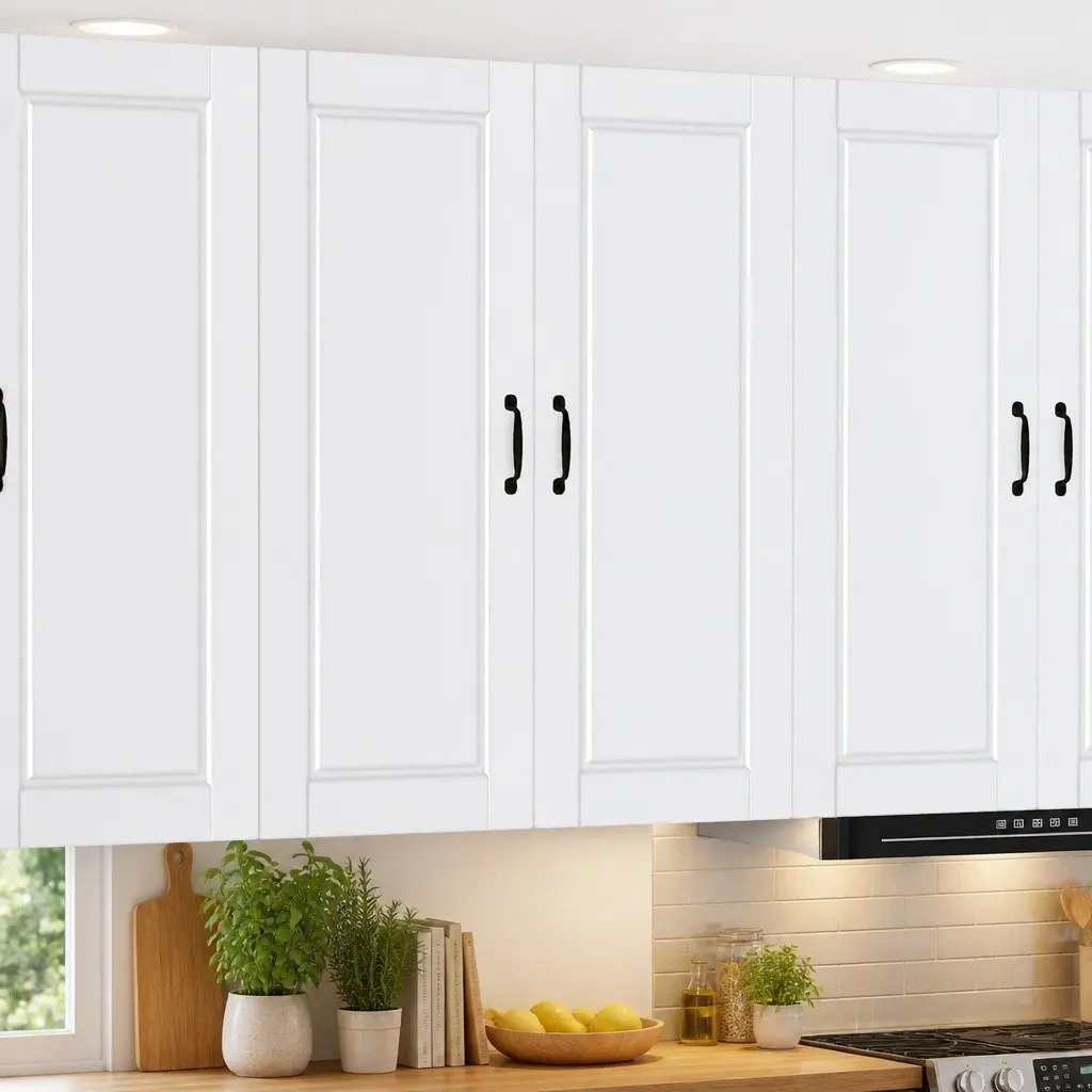 Wall Cabinet PORTO White Kitchen Storage 80x31x100cm Engineered Wood Shelves