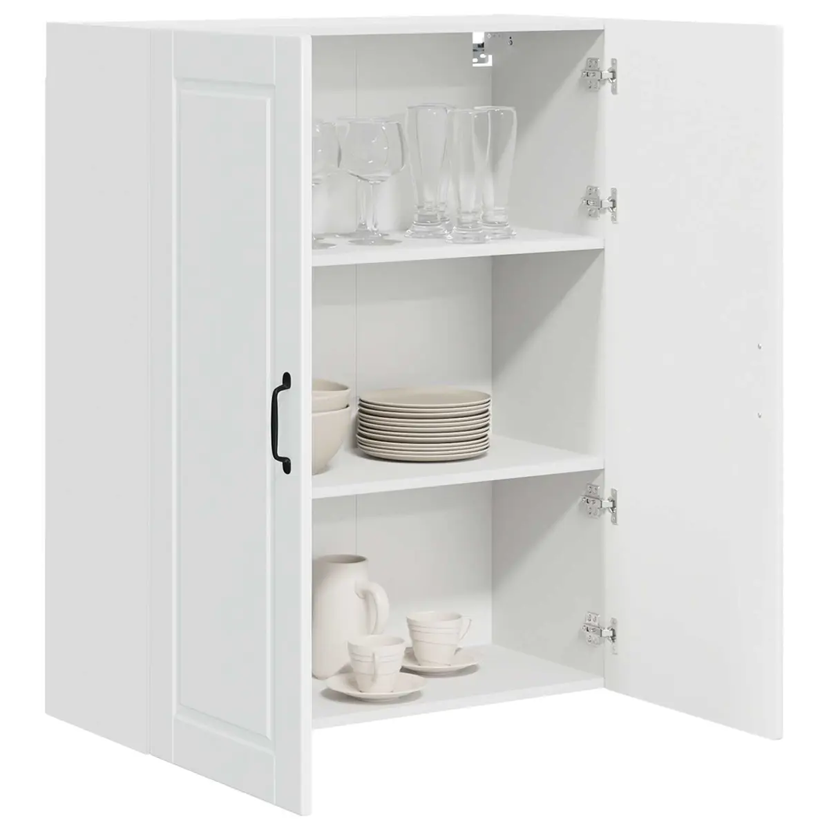 Wall Cabinet Kitchen Storage High Gloss White Engineered Wood Wall-Mounted