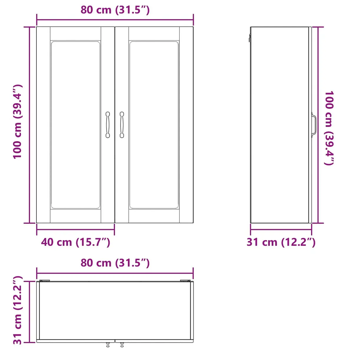 Wall Mounted Kitchen Cabinet White Engineered Wood Storage Shelves Indoor Use