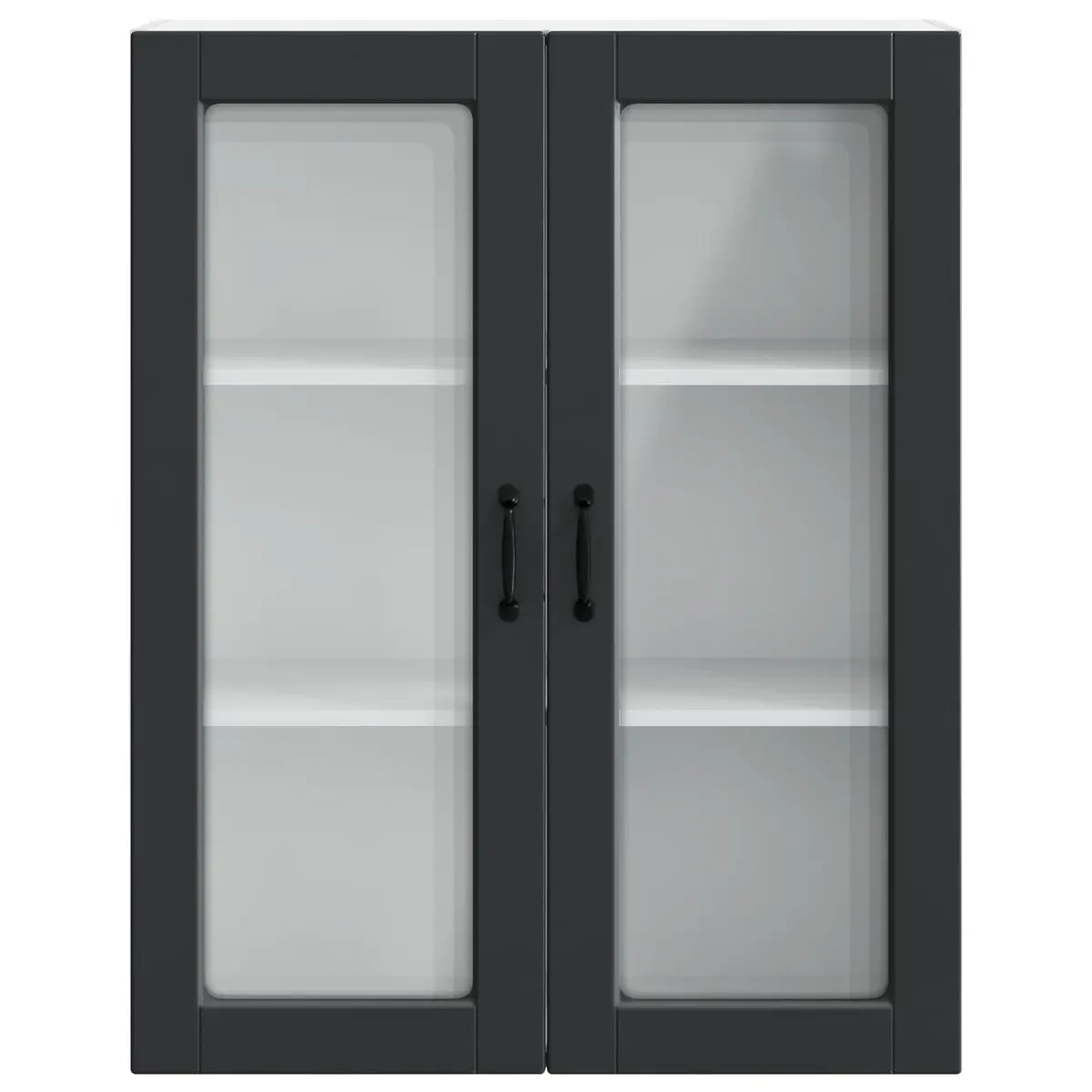 Wall Glass Cabinet Kitchen Storage PORTO Black 80x31x100cm Engineered Wood