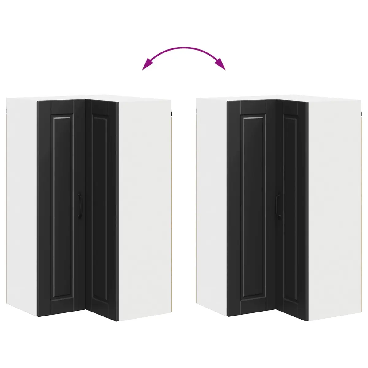 Wall Corner Kitchen Cabinet Black Storage Shelves Compartments 57x57x100cm