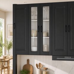 Compact Wall-Mounted Kitchen Cabinet 60x31x100cm in Black
