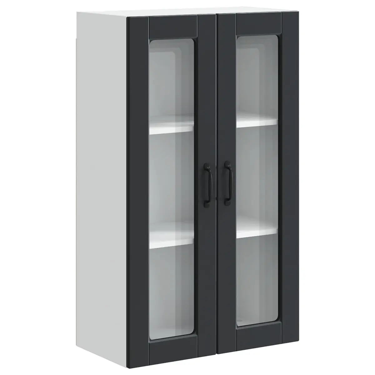 Wall-Mounted Kitchen Cabinet Black 60x31x100cm Glass Panels Engineered Wood