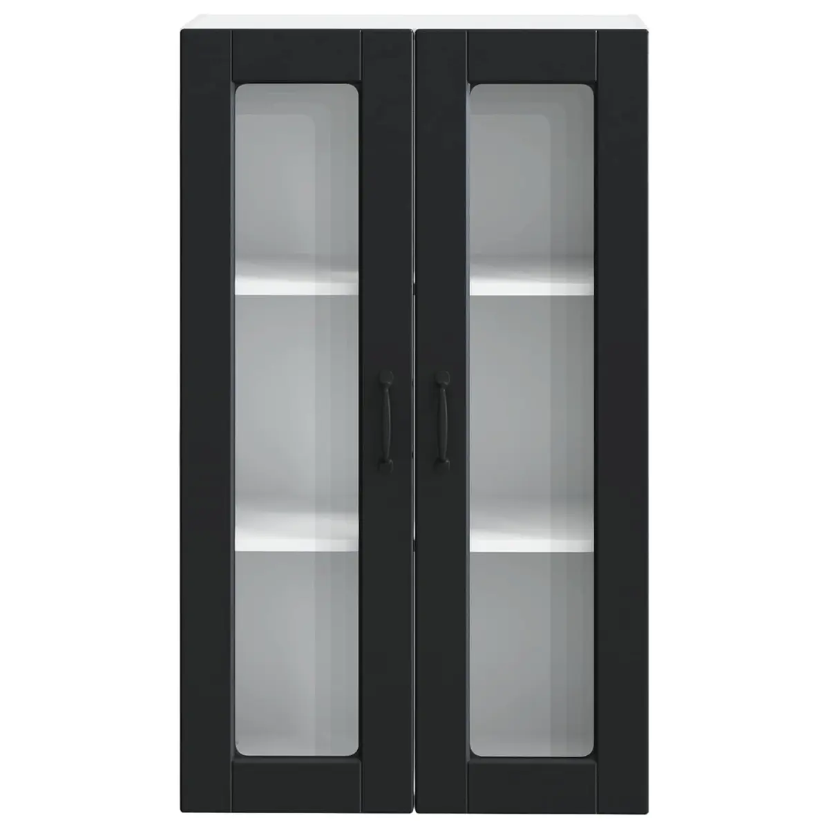 Wall-Mounted Kitchen Cabinet Black 60x31x100cm Glass Panels Engineered Wood