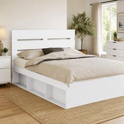 Sleek White Engineered Wood Headboard: Simple and Elegant