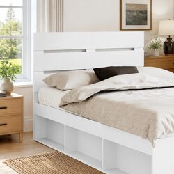 Concise White Engineered Wood Headboard for Modern Bedrooms