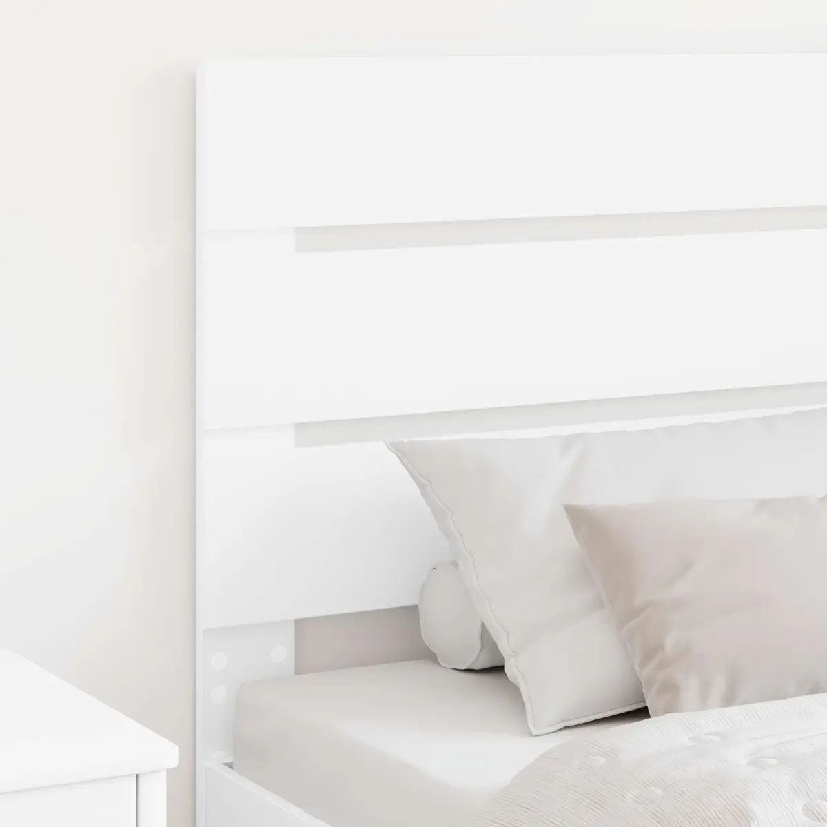 Rectangular White Headboard Engineered Wood Bedroom Furniture