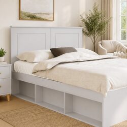 Headboard White 100 cm Wall-Mounted Bedroom Furniture Adjustable Height Modern