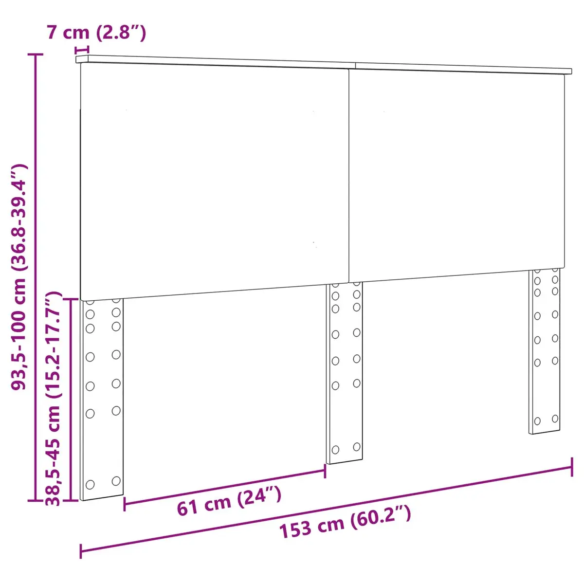 Headboard 100 cm Wall-Mounted Engineered Wood Bedroom Furniture Adjustable