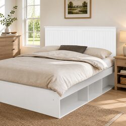 Concise Design: 150cm White Engineered Wood Headboard