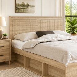 Chic Brown Engineered Wood Headboard, 150 cm Wide