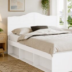 Concise White Engineered Wood Headboard for Bedrooms