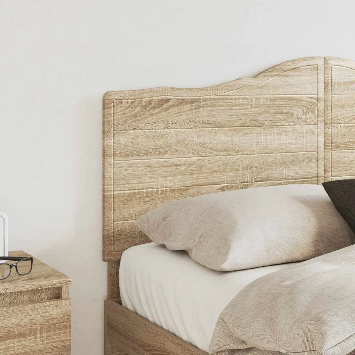 Headboard Engineered Wood Brown Modern Bedroom Furniture Minimalist Design Wall