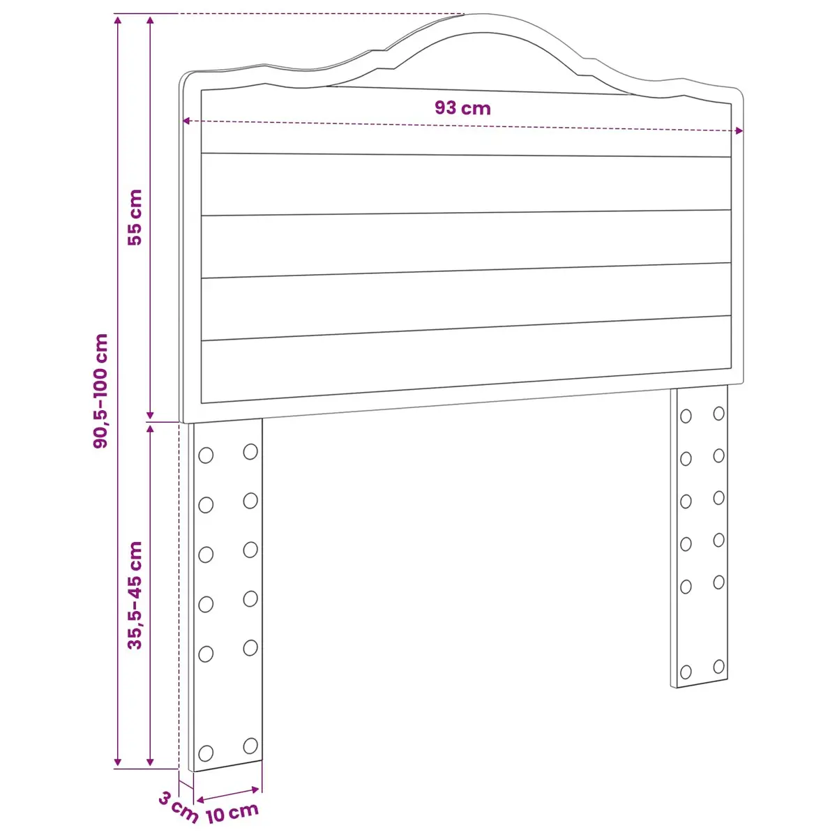Headboard White Engineered Wood Modern Minimalist Wall Mount