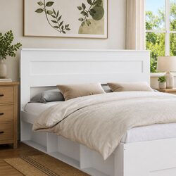 Sleek White Engineered Wood Headboard for Modern Aesthetics