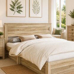 Sleek Brown Engineered Wood Headboard - Modern Design
