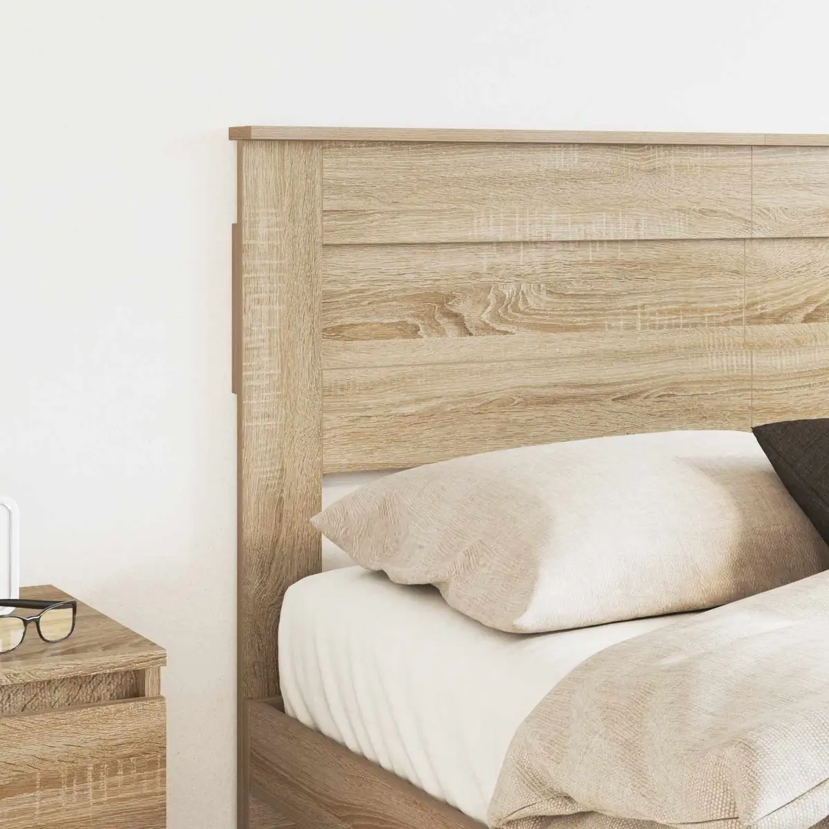 Brown Engineered Wood Headboard Modern Bedroom Furniture Minimalist Design Wall