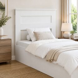 White Engineered Wood Headboard with Modern Style