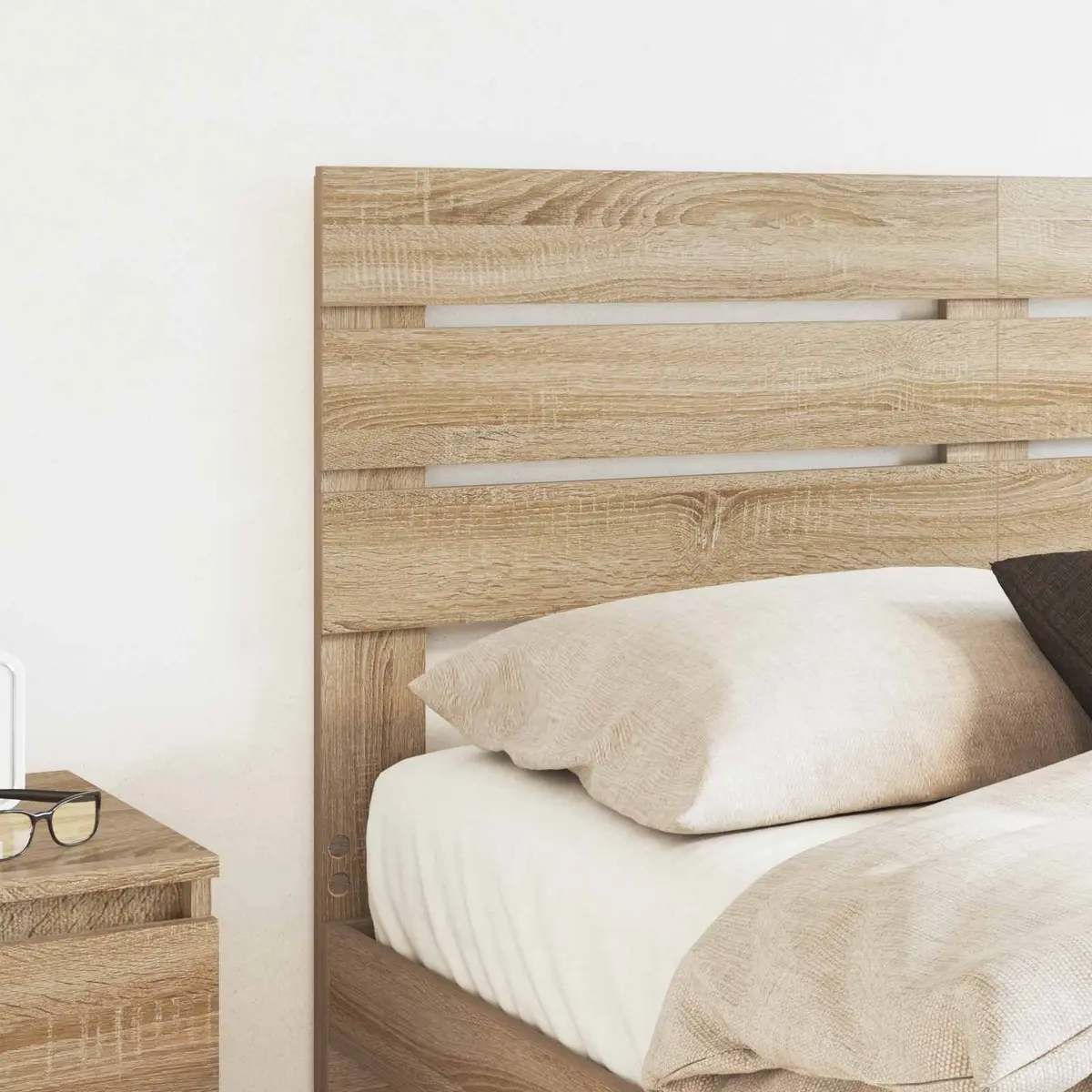 Brown Rectangular Modern Headboard Engineered Wood for Bedroom
