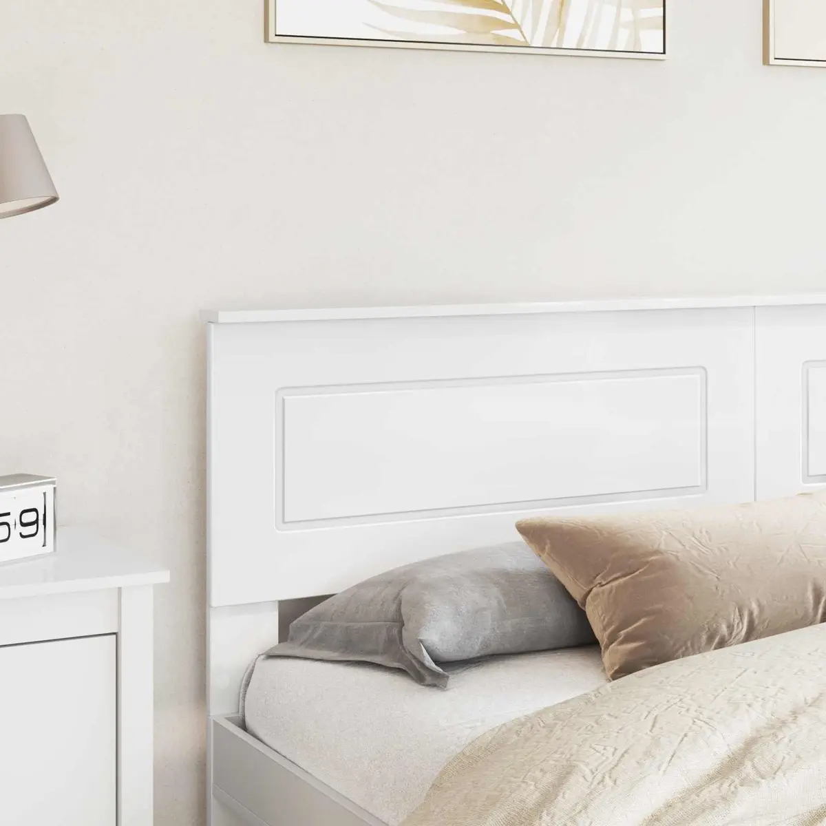 White Headboard Made from Engineered Wood