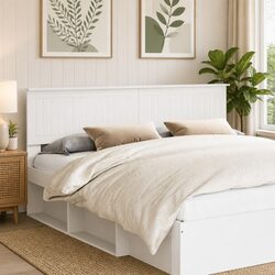 Concise White Engineered Wood Headboard for Bedrooms