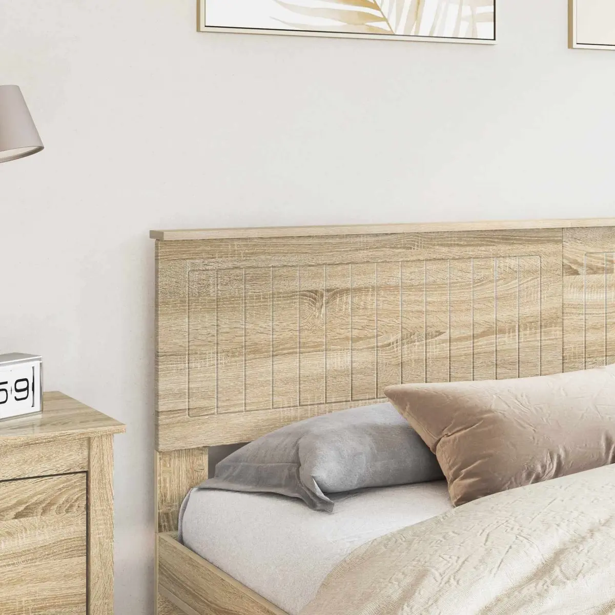 Headboard Engineered Wood Modern Minimalist Bedroom Furniture Brown Sonoma Oak