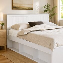 Concise Modern White Engineered Wood Headboard