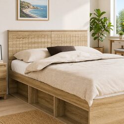 Concise Brown Headboard with Modern Design and Functionality