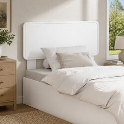 Concise White Engineered Wood Headboard for Bedrooms