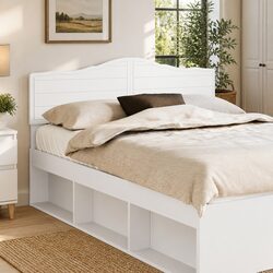 Compact White Engineered Wood Headboard for Modern Bedrooms