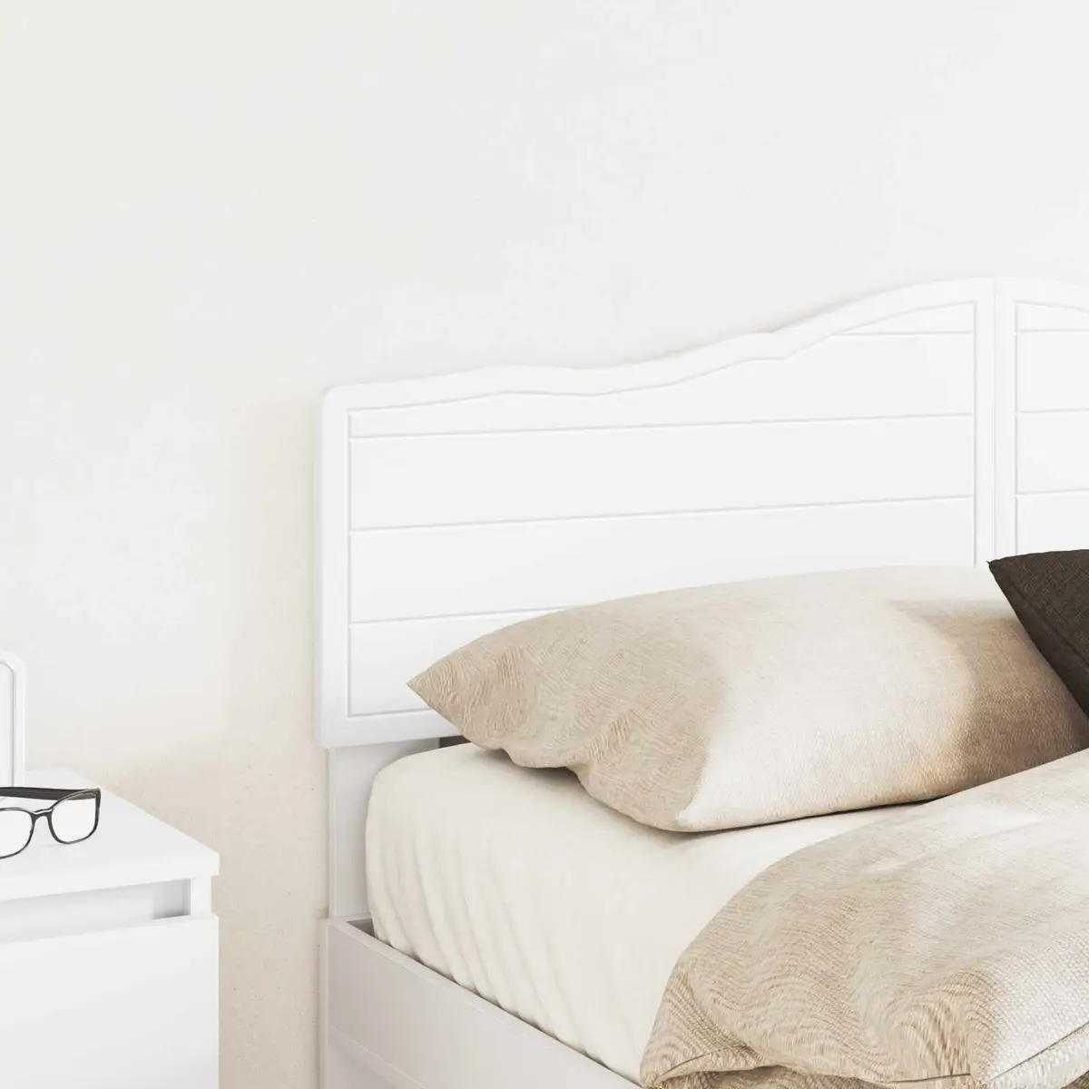 White Engineered Wood Headboard for Modern Bedrooms