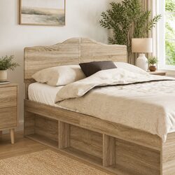 Concise and Modern Brown Rectangle Headboard in Wood