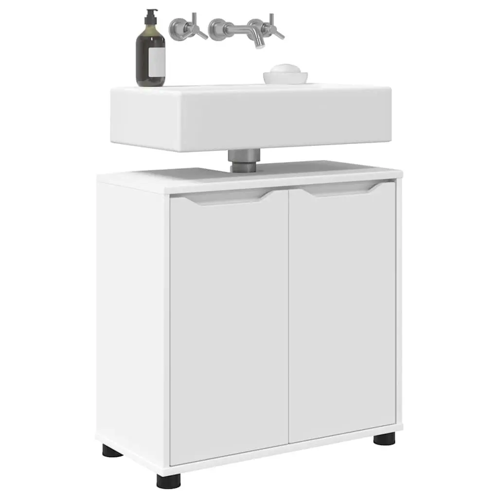 Bathroom Basin Cabinet White Vanity Unit Modern Engineered Wood Storage