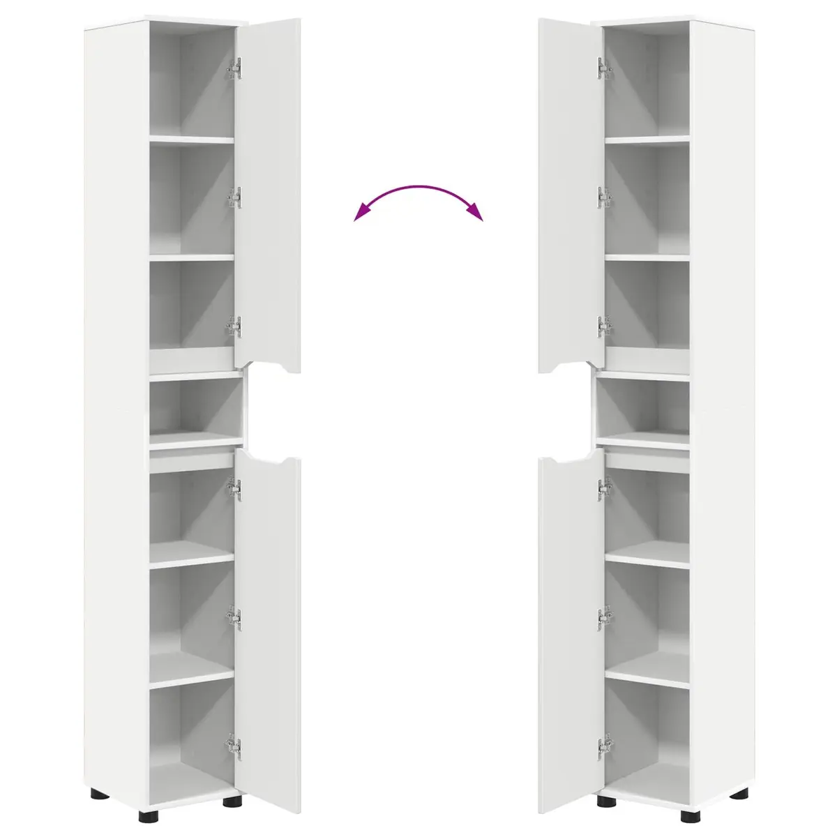 Bathroom Vanity Cabinet White Modern Storage Unit Engineered Wood Shelves Doors