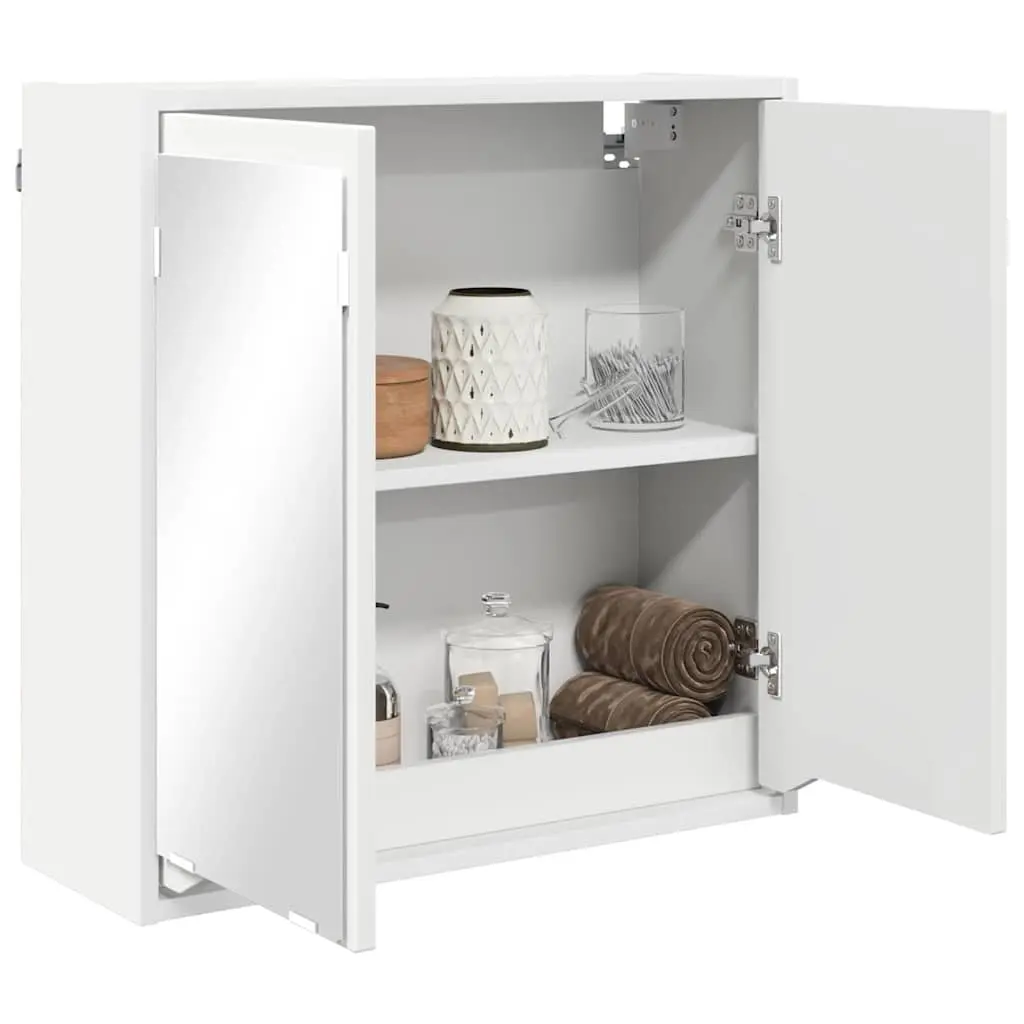 White Wall-Mounted Bathroom Mirror Unit