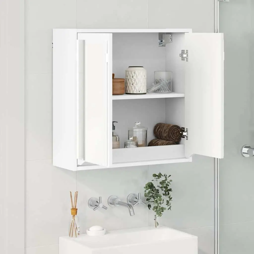 White Wall-Mounted Bathroom Mirror Unit