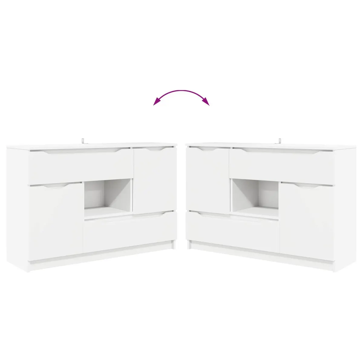 White Sideboard Storage Cabinet Living Room Dining Buffet Modern Rectangular