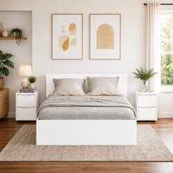 Concise and Elegant White Engineered Wood Nightstand