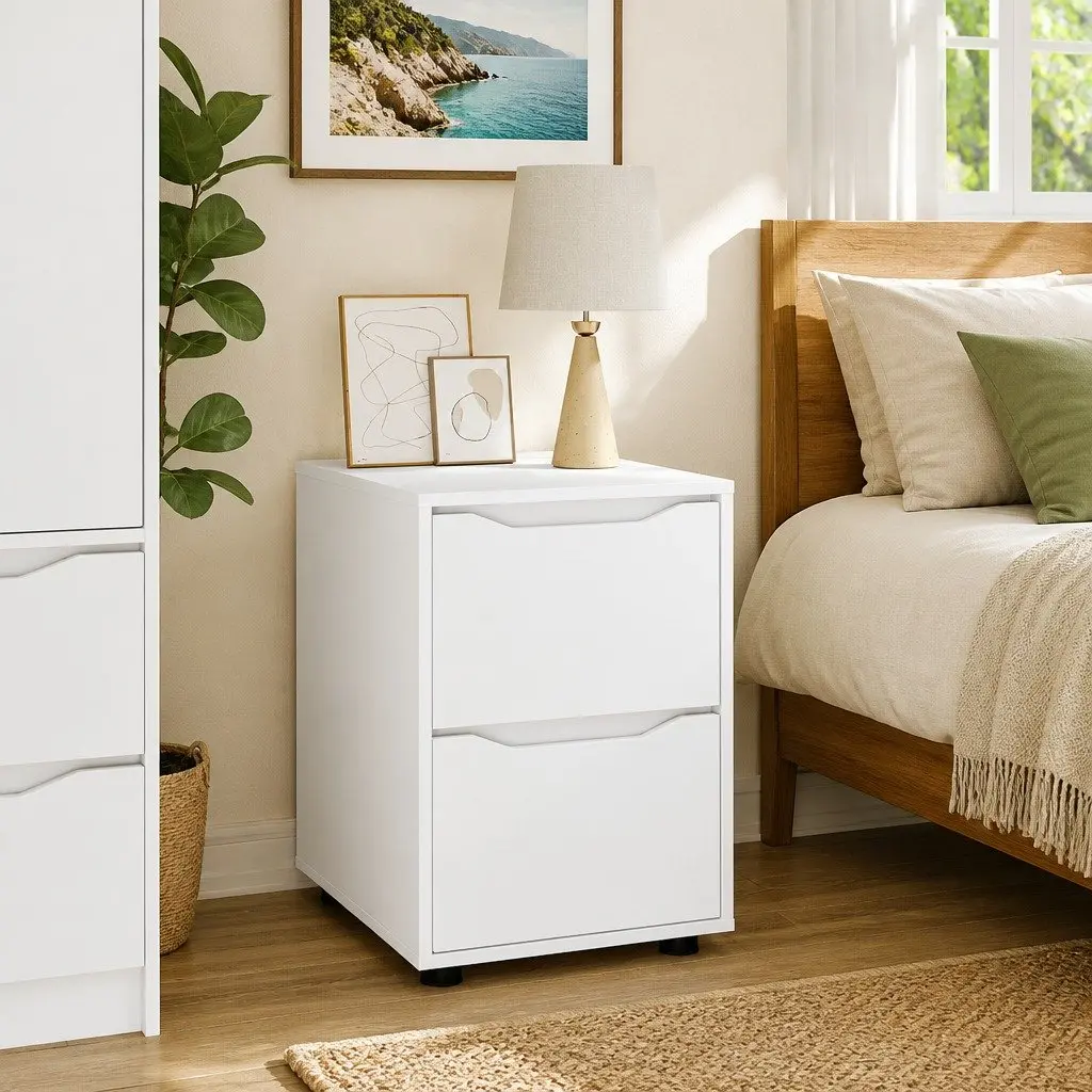 Storage Cabinet White 40 x 48 x 57 cm Engineered Wood Drawer Organiser Bedroom